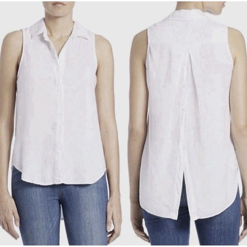 Anthropologie Cloth & Stone Tencel Lyocell Pink Button Sleeveless Blouse Size XS